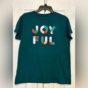 Mighty Fine Teal 'JOYFUL' Colorblock Graphic Tee